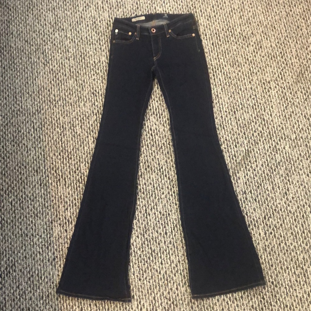 AG dark rinse “The Belle” flare leg jeans